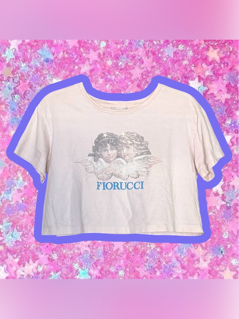Fiorucci cropped baby tee M L tshirt retro 80s 90s crop top angels shirt pink